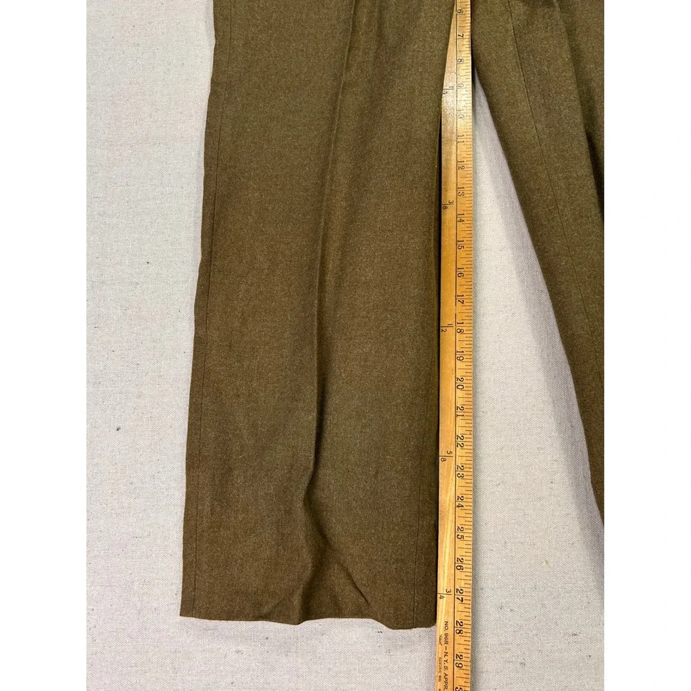 Vintage WW2 US Military Wool Trousers Olive Drab Brown Button Fly Wide Leg